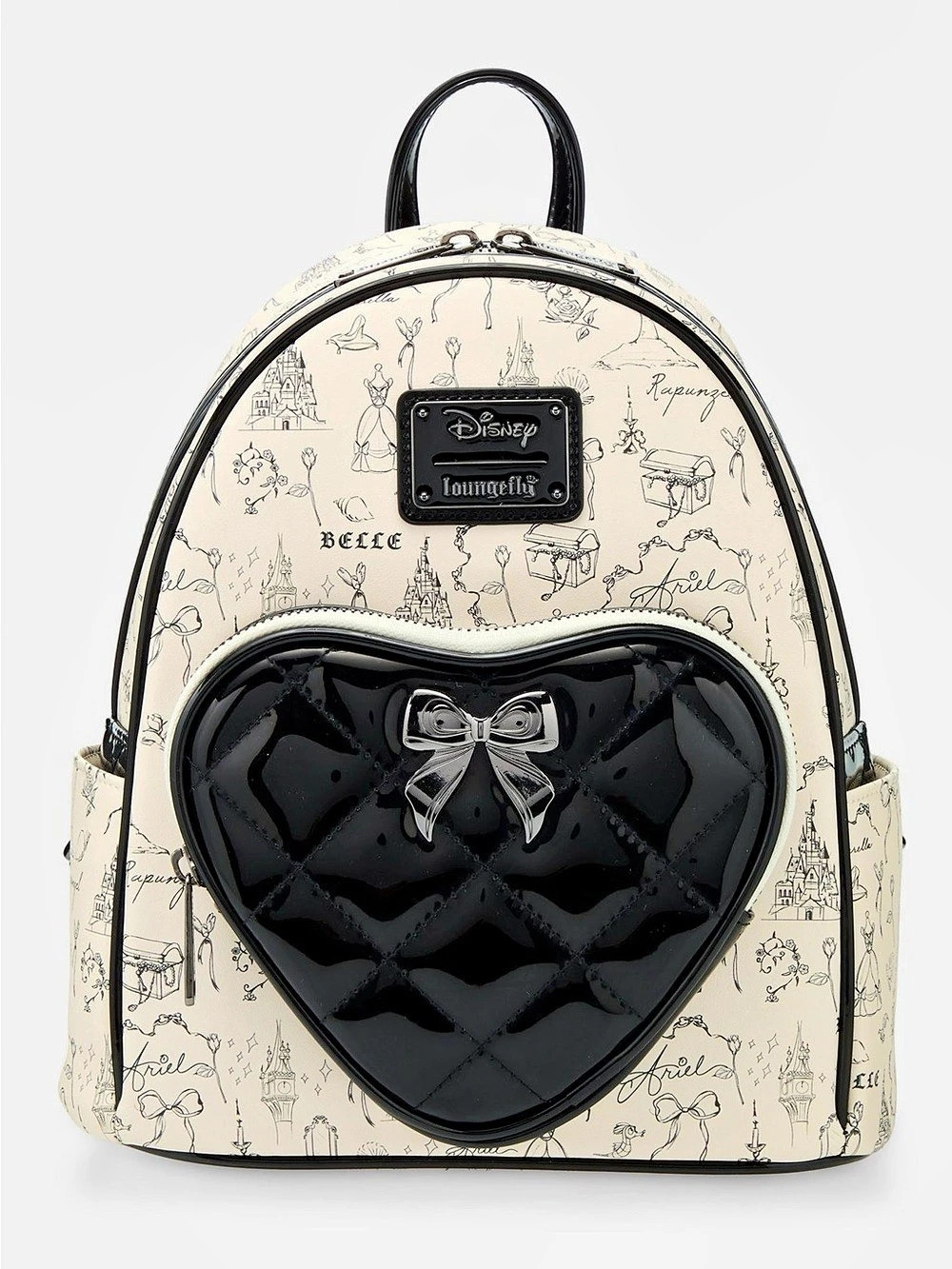 Loungefly Disney Princess Sketch Icons Heart Mini Backpack Cream & Black
